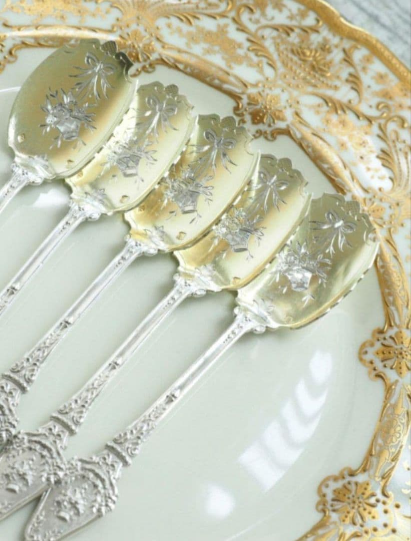 純銀 ② ソリッドシルバー アイスクリームスプーン スターリングシルバー