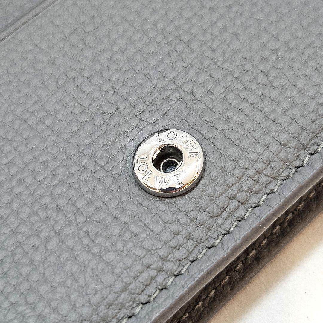 極美品 LOEWE ロエベ 名刺入れ カードケース アナグラム グレー レザー