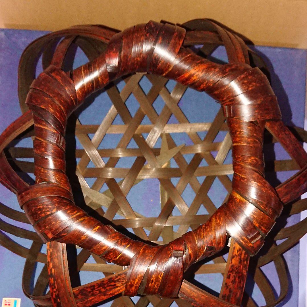 八木澤竹工房・四国産虎竹使用・亀甲盛籠・八木澤正氏作品・未使用品・値引き中