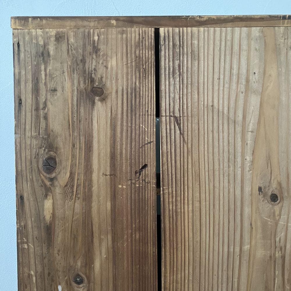 昭和レトロ 古い木製収納棚 ダイヤガラス キャビネット アンティーク 古道具