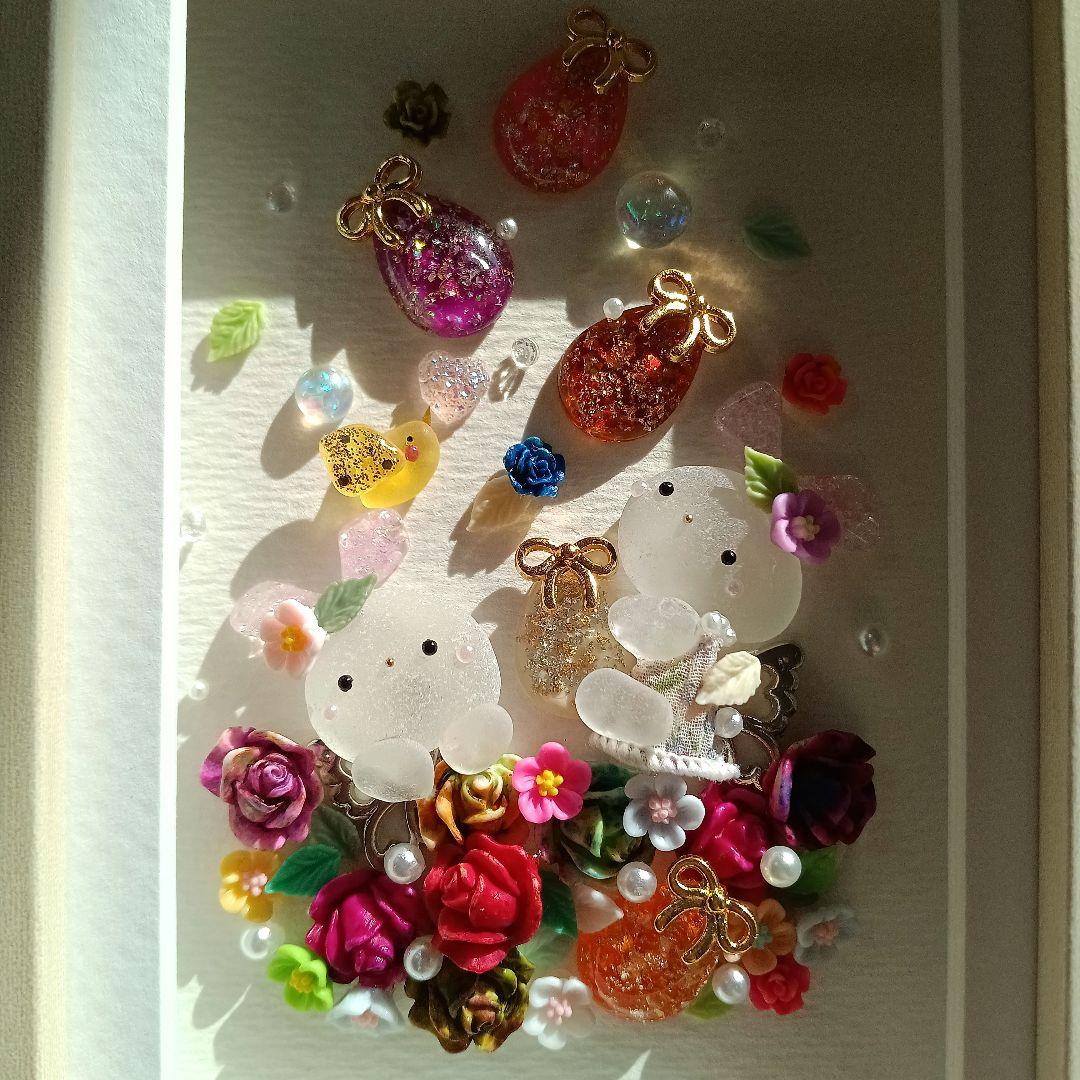 シーグラスアート　♡空から舞い降るイースター♡FlowerEgg