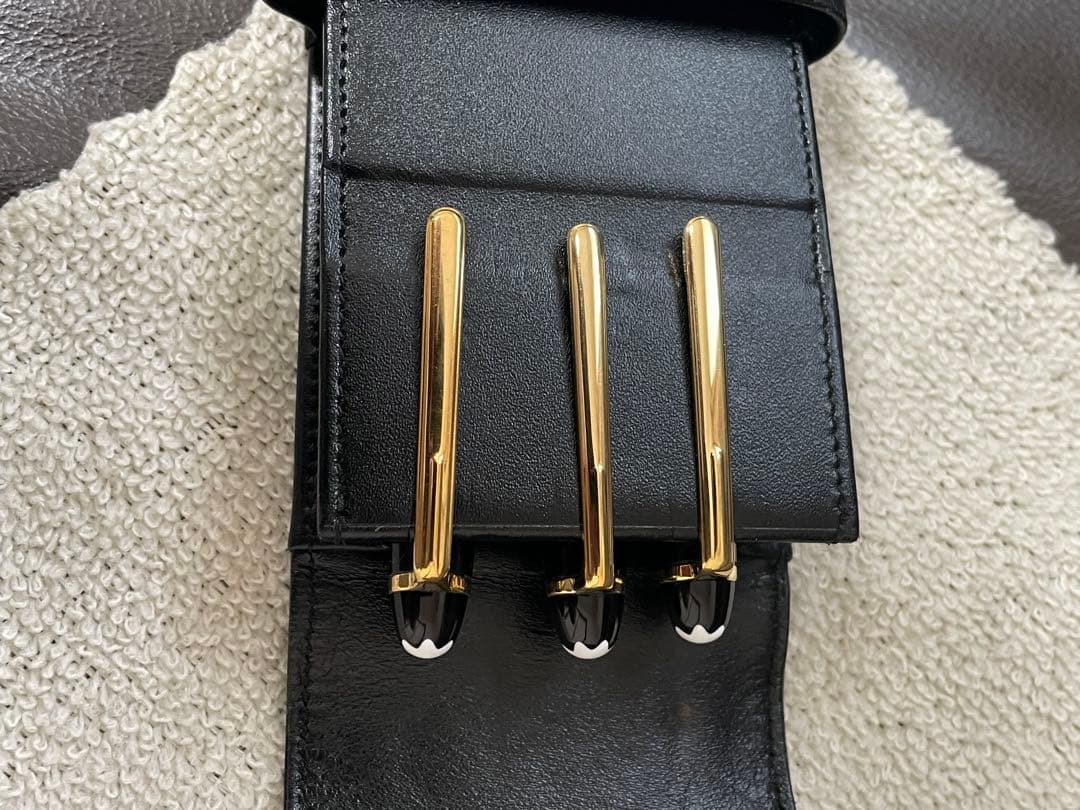 ◾️MONT BLANC モンブラン ◾️黒レザーペンケース ◾️シエナ 3本差し◾️