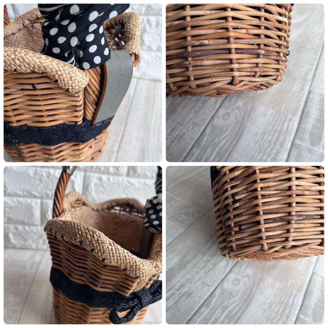 ebagos エバゴス ギンガムチェック カゴバッグ かぶせハンドル