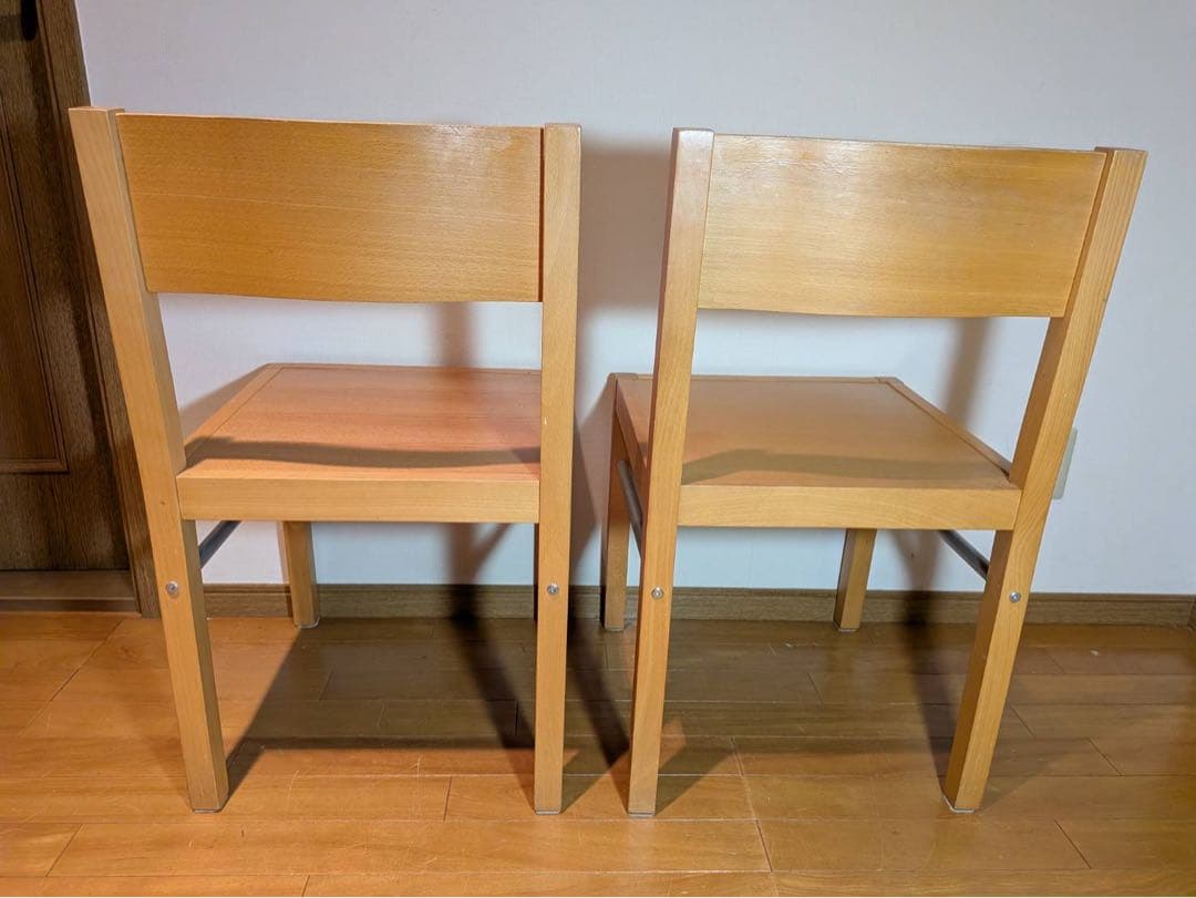 ■送料込■無印 ダイニングチェア ブナ材 木製イス 廃盤品 2脚セット 椅子