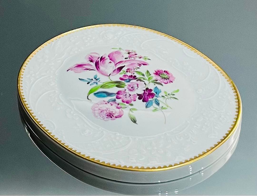 Meissen マイセン /※ 1級品 上級金彩装飾 陶板 フラワーブーケ