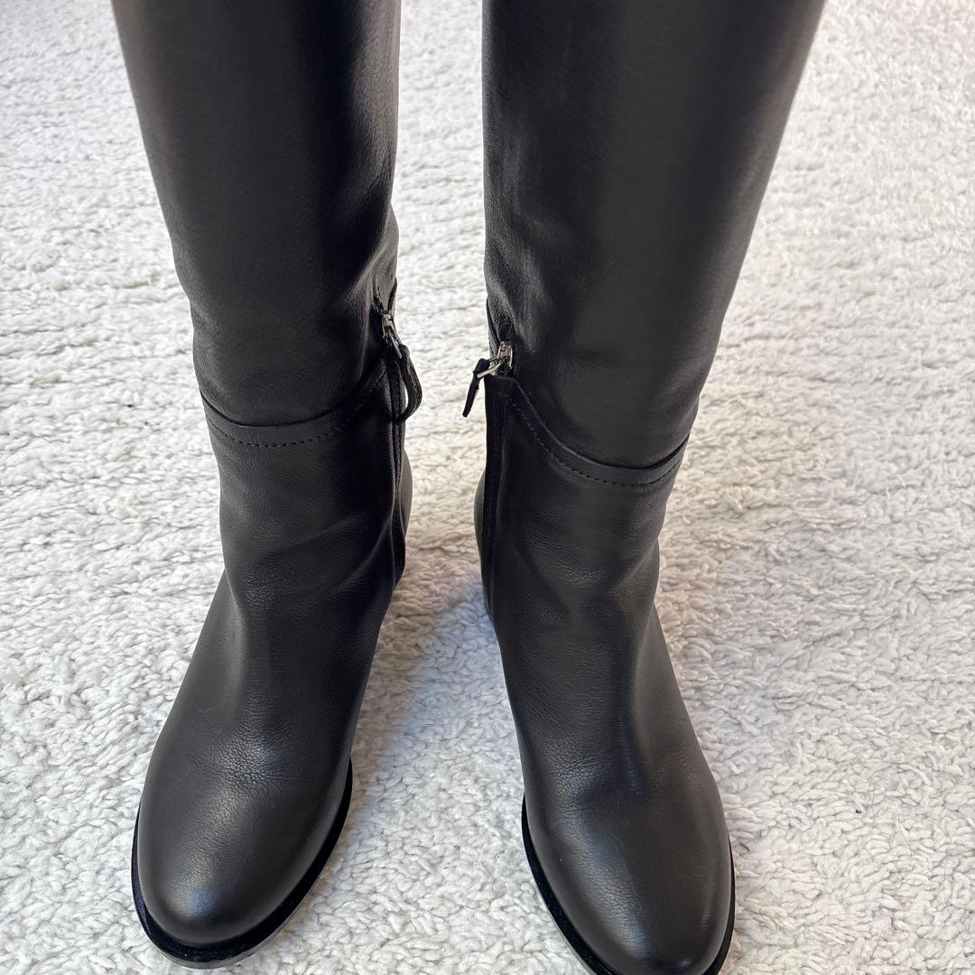 Max Mara マックスマーラロングブーツレザー黒美品