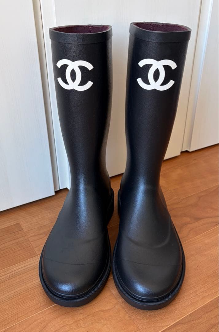 新品未使用　CHANEL シャネル ブラック レインブーツ　39