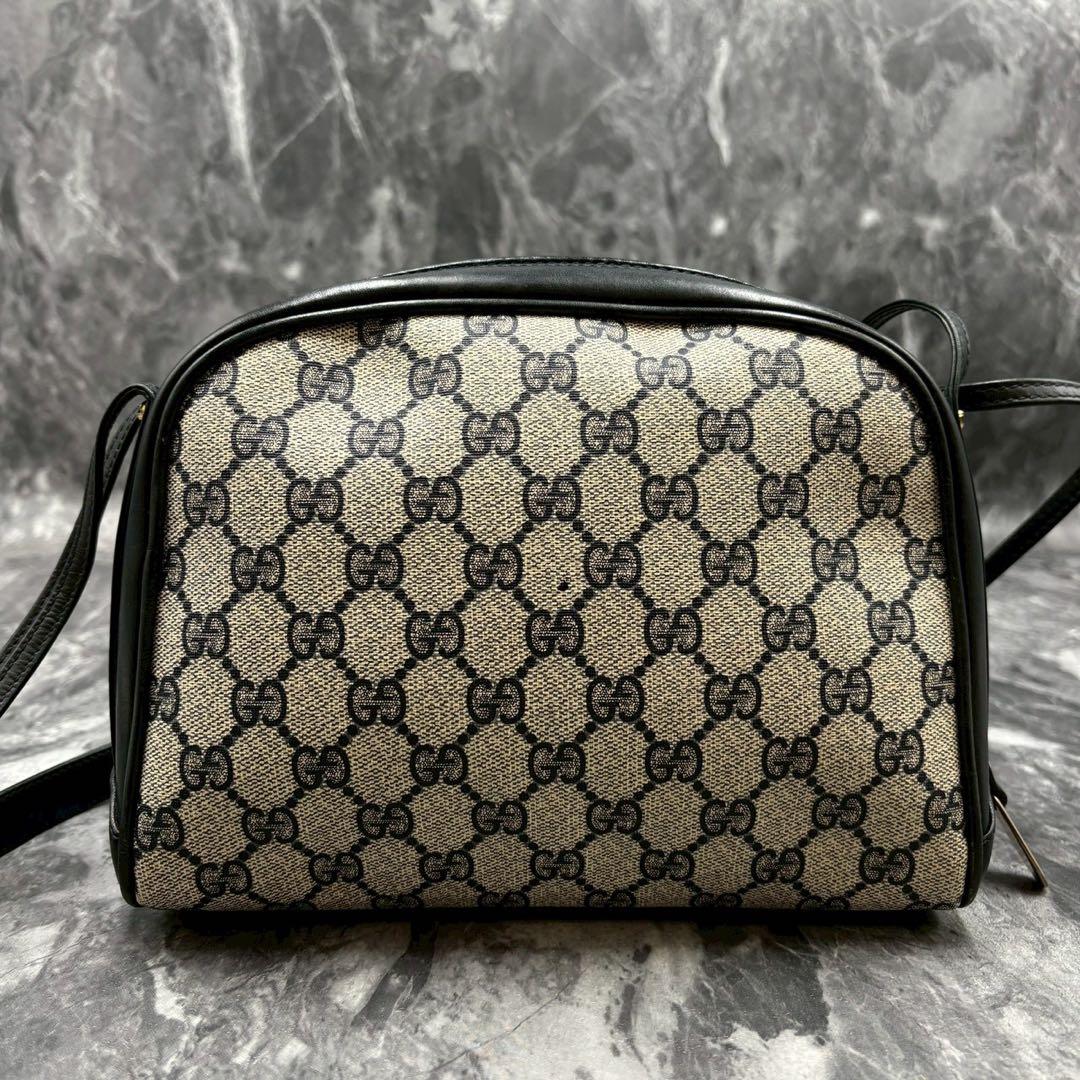 ✨美品✨GUCCI GG ショルダーバッグ ネイビー ベージュ ロゴ 金具