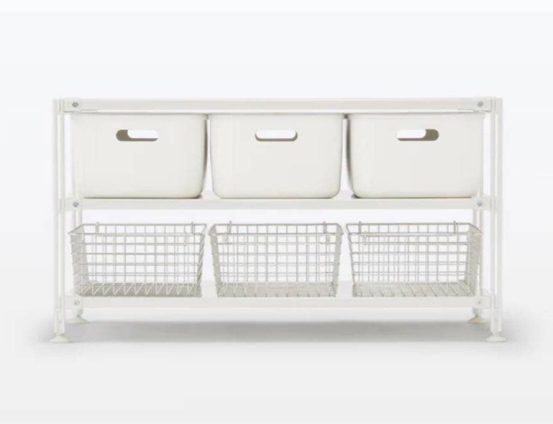 ■送料込■無印 スチールユニットシェルフライトグレースチール棚 ワイドロータイプ