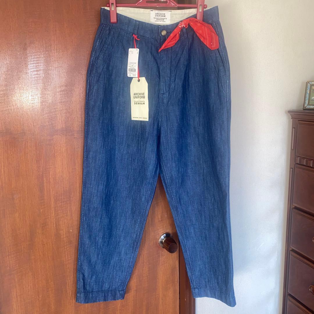 デンハムメンズデニム生地ゆったりパンツ