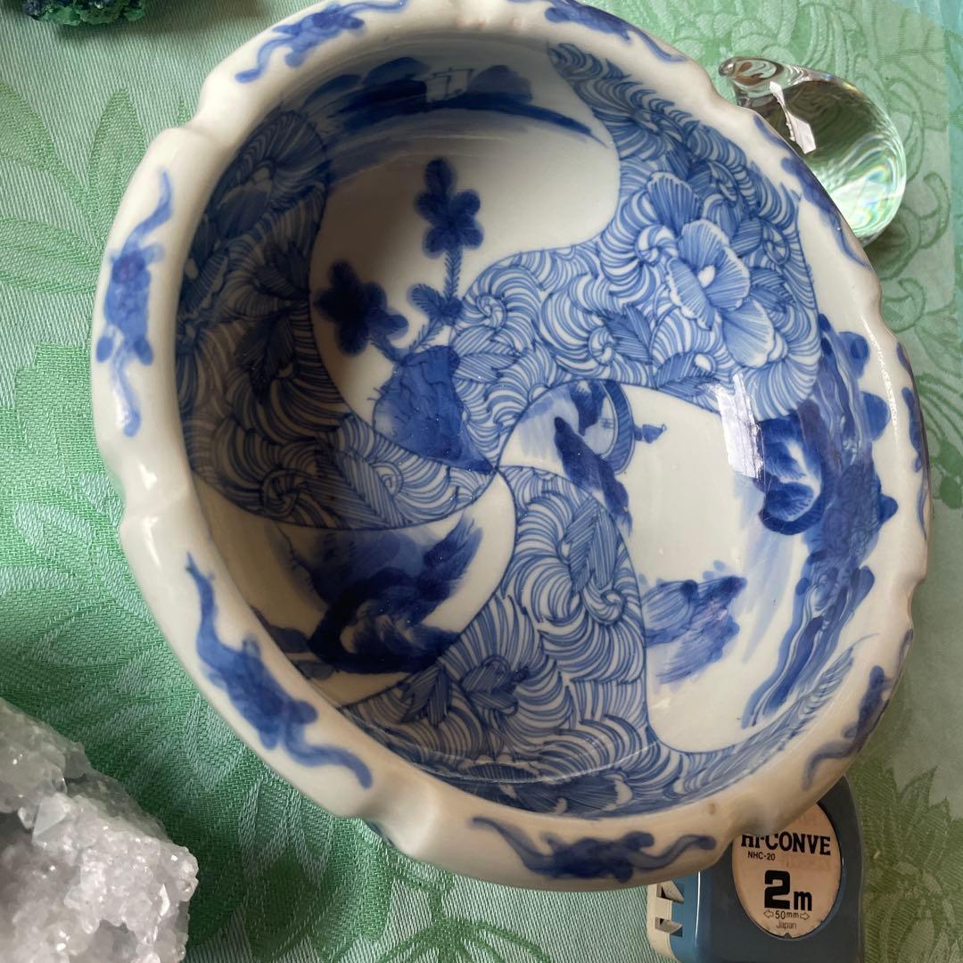 江戸期　古伊万里　染付　中深鉢　山水図