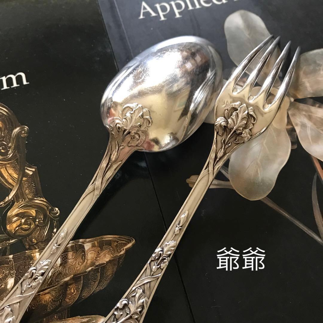 Puiforcat ピュイフォルカ／「アイリス」純銀製 カトラリー ２本セット