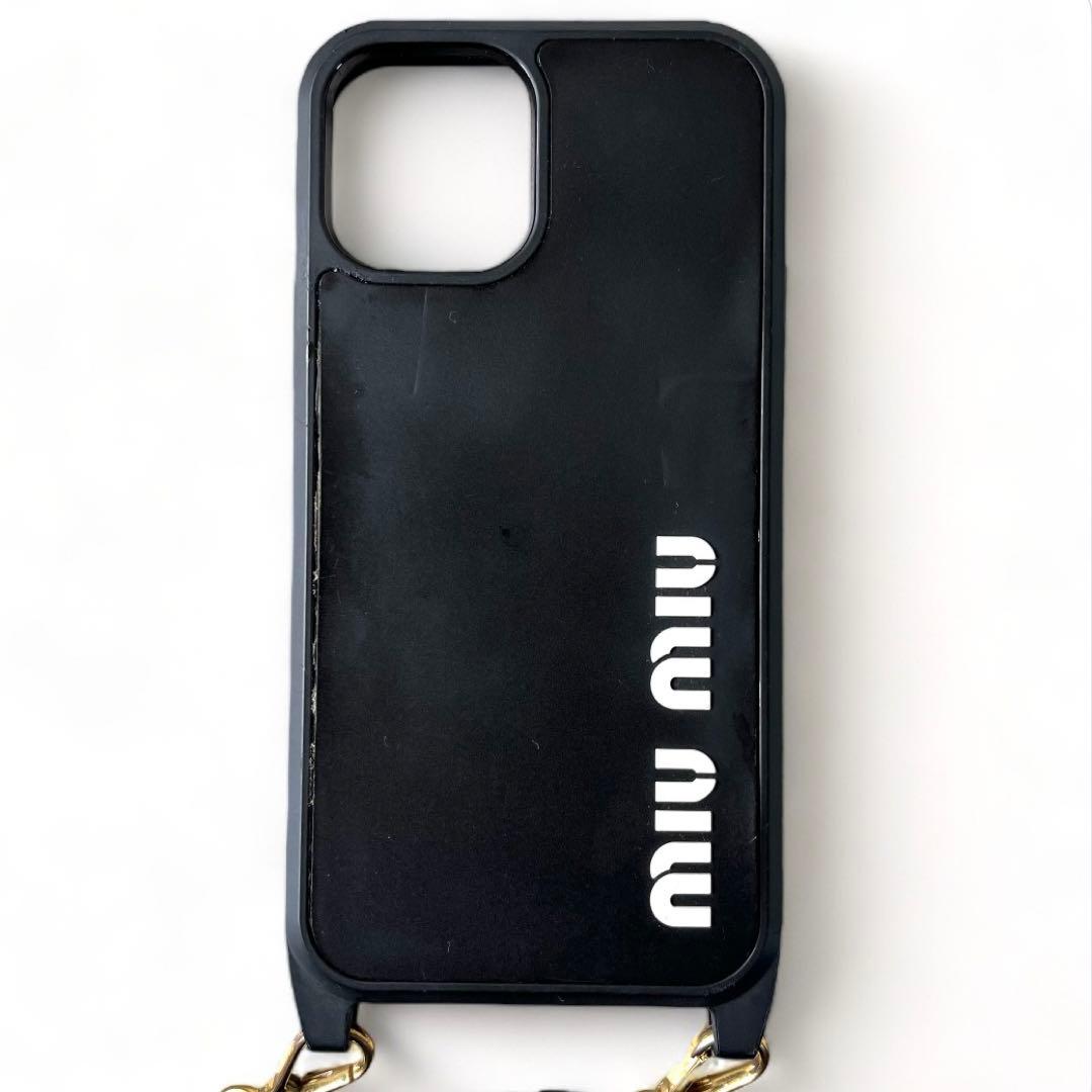 m*⃘様 ミュウミュウ iPhoneケース 12 ロゴ ショルダーストラップ ブ