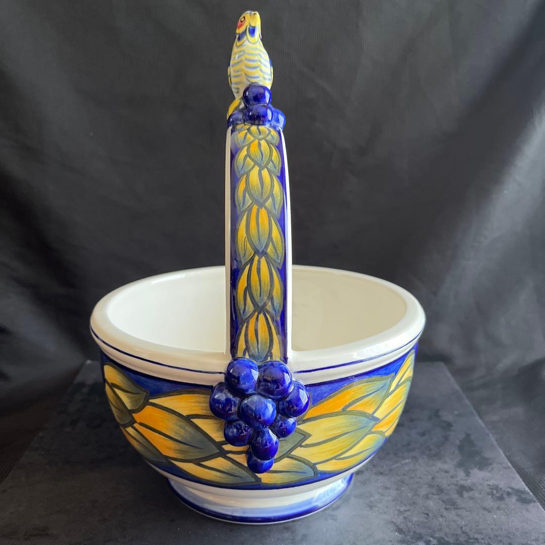 ロイヤルコペンハーゲン ブルーフェザン小鳥ハンドルバスケット