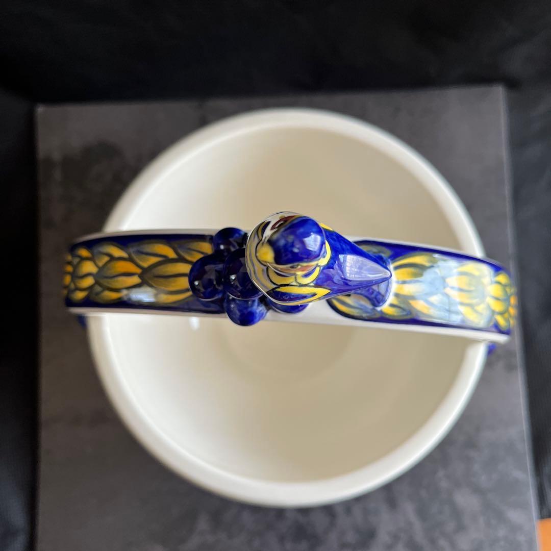 ロイヤルコペンハーゲン ブルーフェザン小鳥ハンドルバスケット