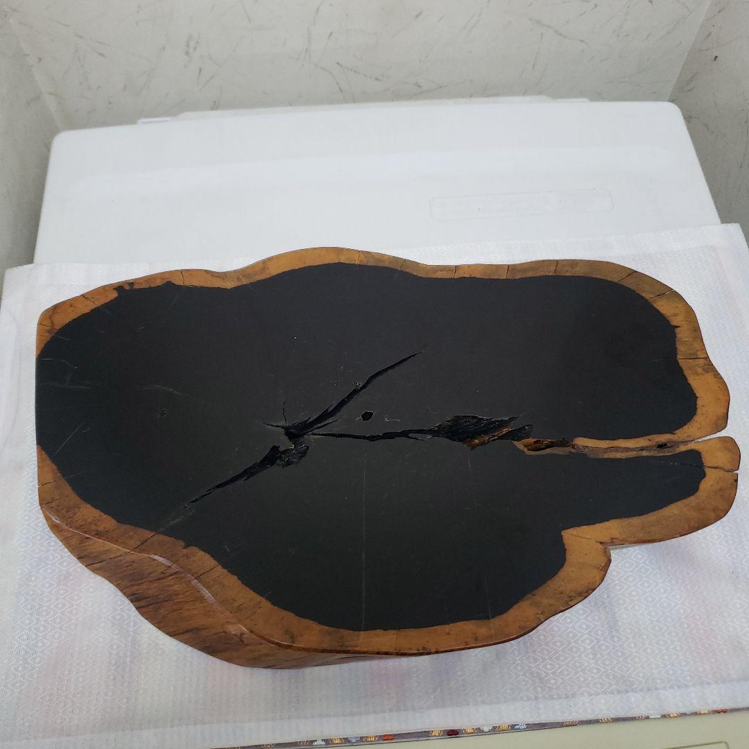 蔵出し特価本黒檀製 原木はす切り花瓶台 38×25×3,5重さ約2,8kg