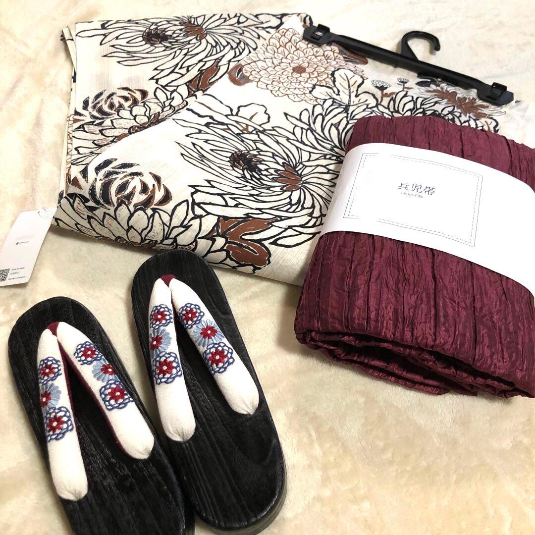 【新品未使用】utatane ウタタネ 美人映え浴衣 帯 下駄 3点セット