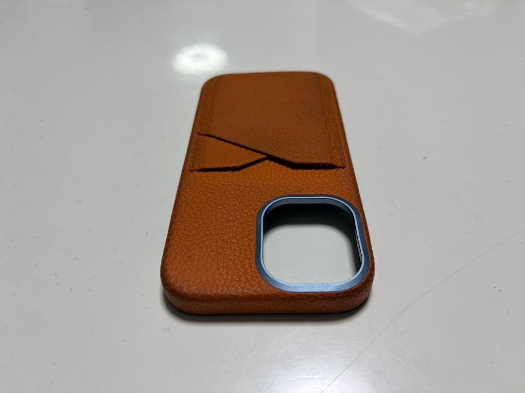ボナベンチュラiPhone17バックカバーケース　オレンジ　シュリンクレザー