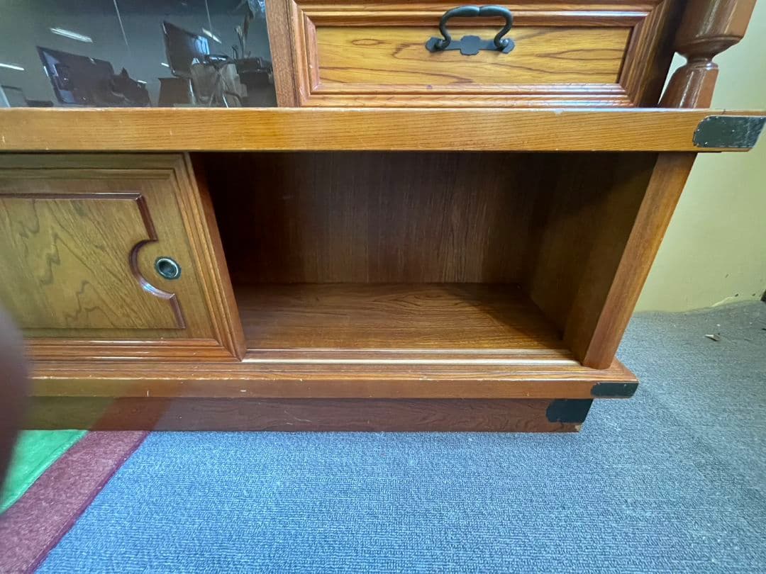 木製 アンティーク 茶箪笥 飾り棚 食器棚 収納 昭和 レトロ