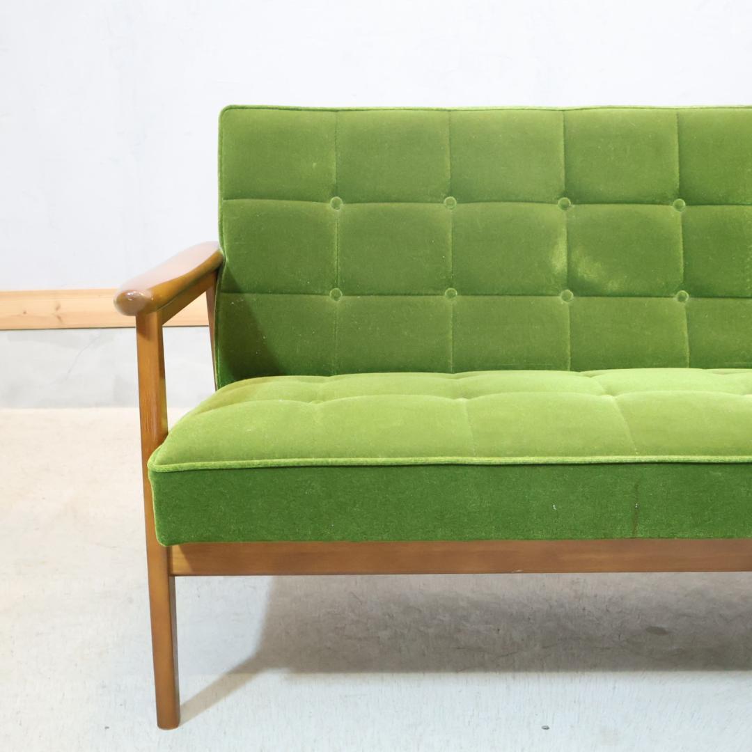 Karimoku カリモク60 モケットグリーン Kチェアー 2人掛けソファー