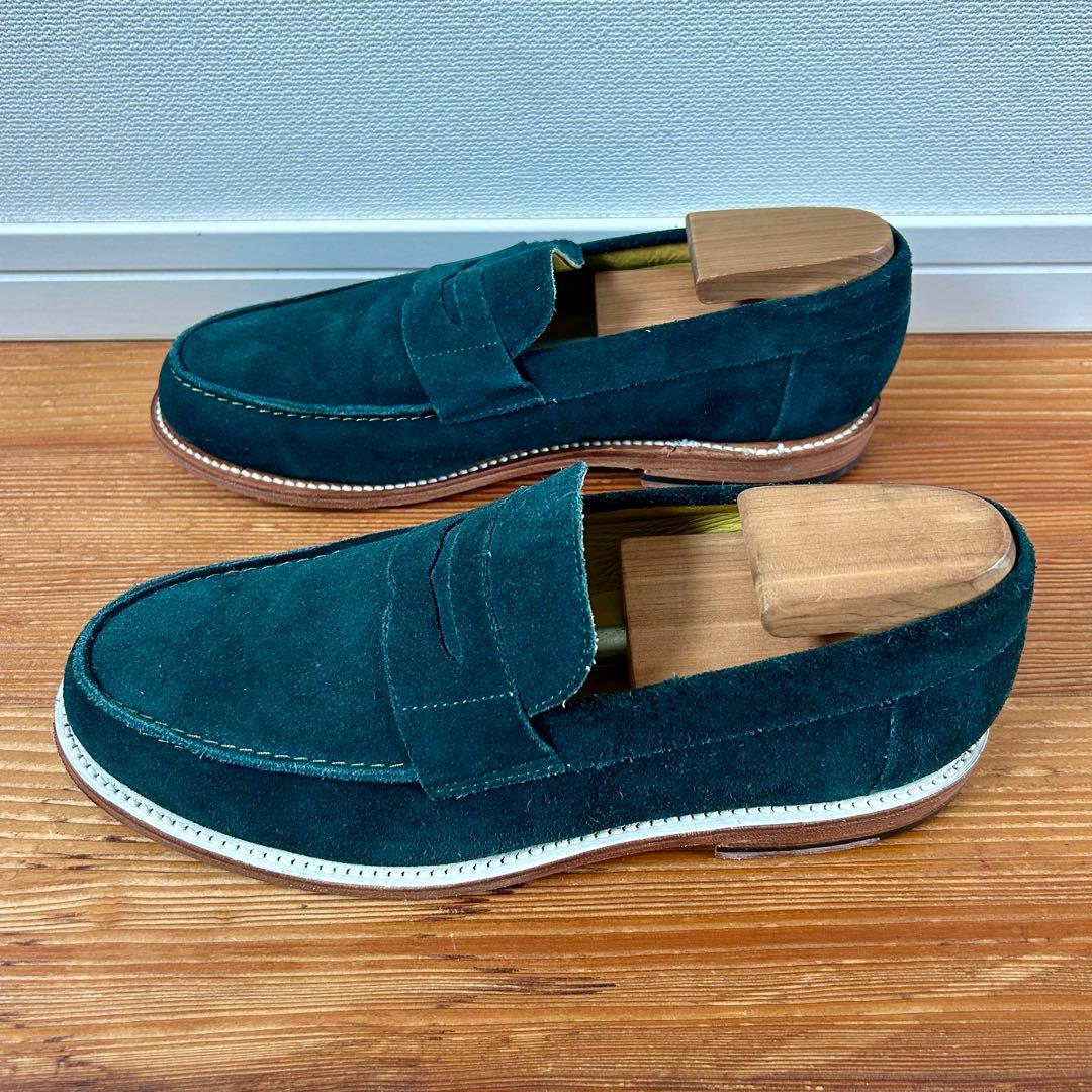 CAMINANDO スウェードローファー アシンメトリー グリーン メキシコ製