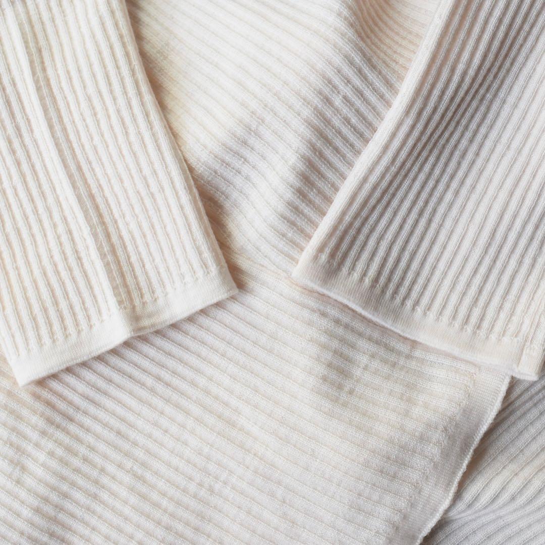 上海灘 メリノウール ドレープニットワンピース カーディガンXS イタリア製 白