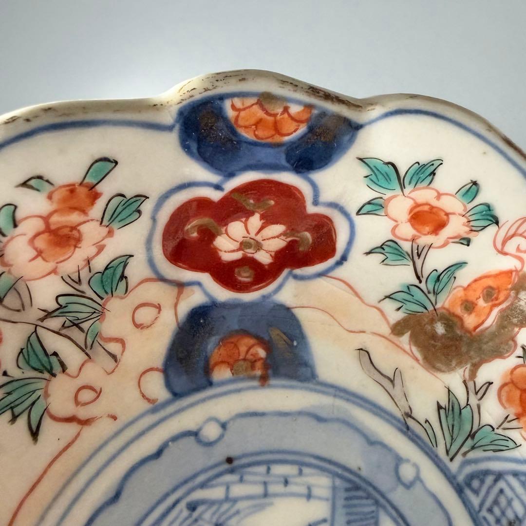 古伊万里　色絵祥瑞金獅子文様小皿　冨貴長春　裏唐草文　18客　共箱　古陶を楽しむ