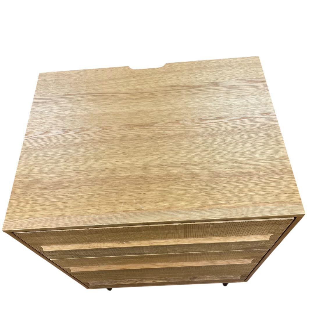 起立木工　サイドチェスト 3段 オーク無垢材 鋸目デザイン 幅60cm