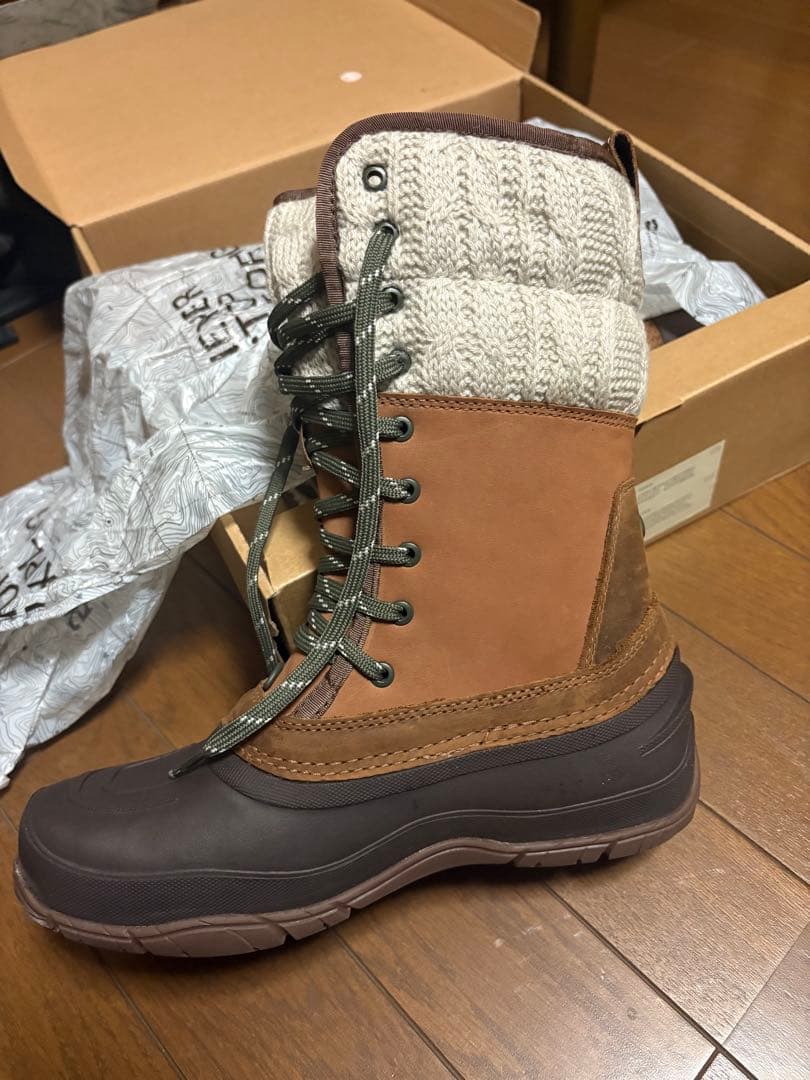 防水ブラウンレースアップ冬用ブーツshellista lace mid
