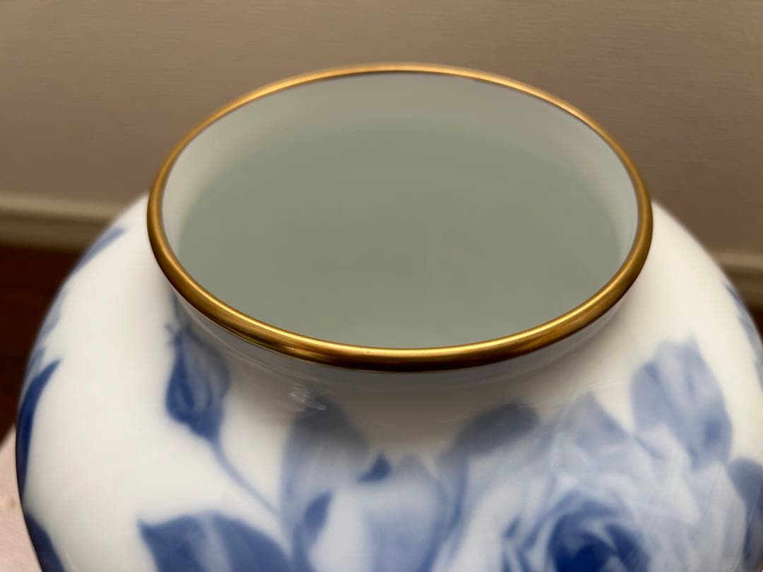 OKURA大倉陶園　ブルーローズ花瓶