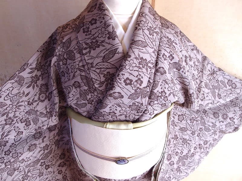 織りの名古屋帯（たれ先にうさぎ文）長383 手描き染　ガード加工済　正絹美品