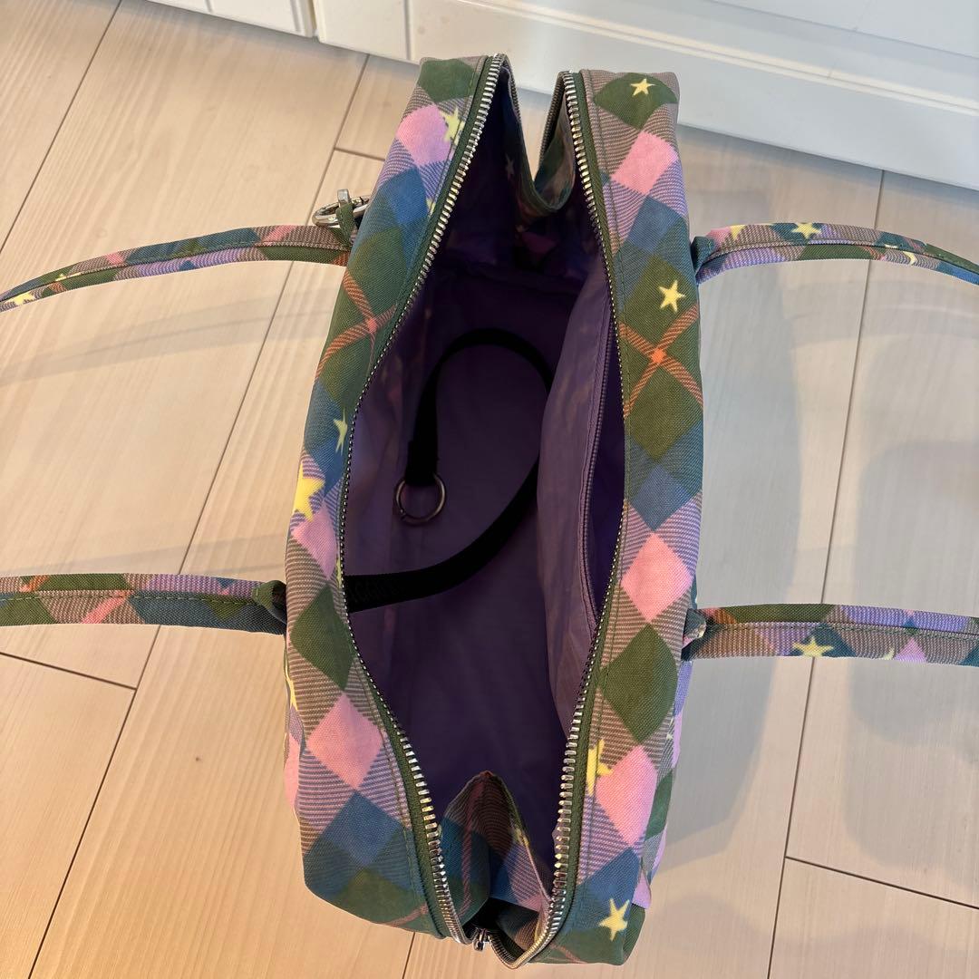 【BAGGU】 NYLON BOWLER BAG グリーンスターチェック