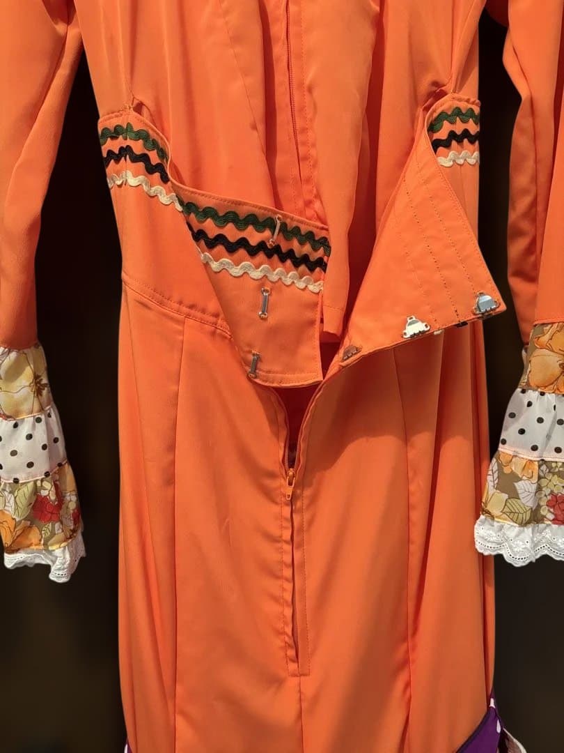 フラメンコドレス オレンジ 多層フリル