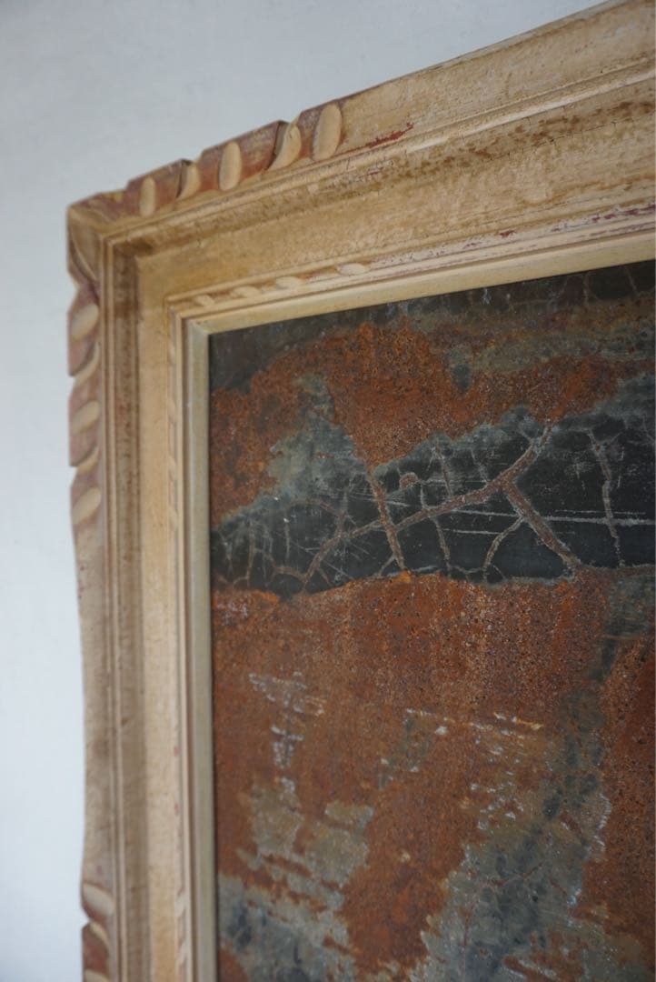 大きなアンティークフレームのブリキサインボード　看板　店舗什器　額縁　古道具