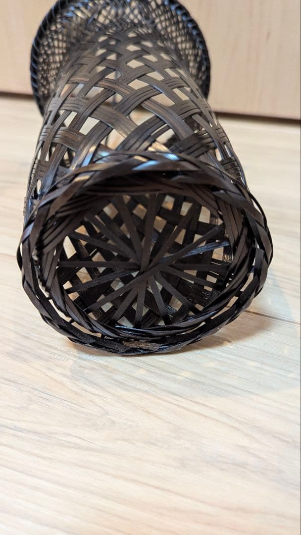 花籠　天目朝顔寸胴　花かご　美品　茶道　華道　フラワーベース　竹籠　花瓶