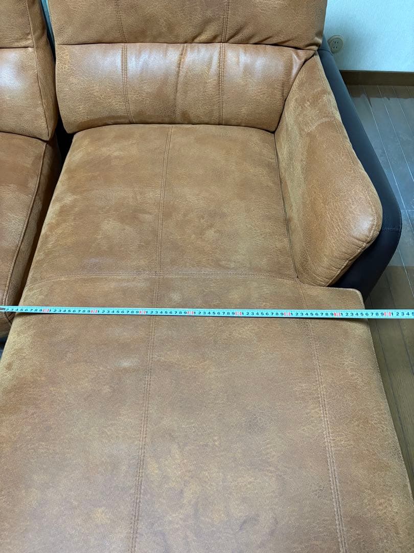 ブラウン コーナーソファ 合成皮革