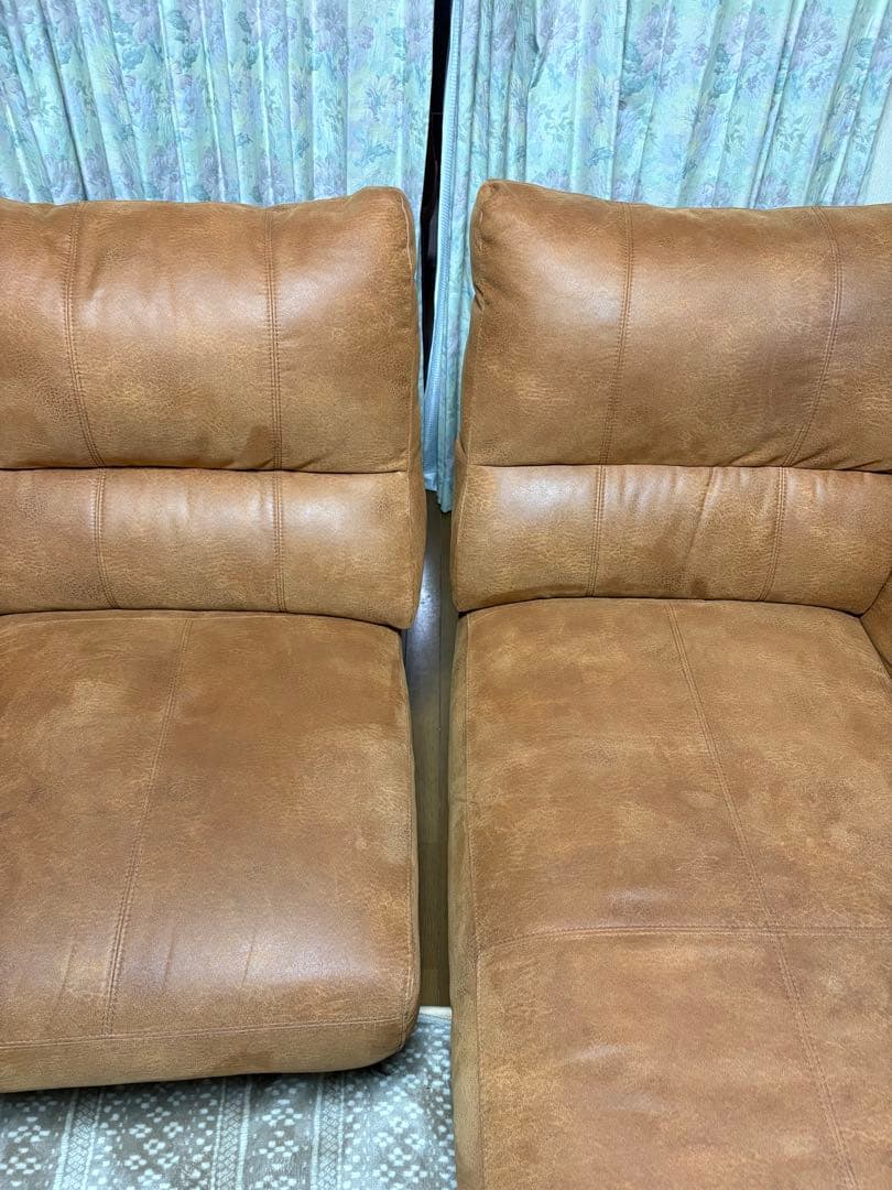 ブラウン コーナーソファ 合成皮革