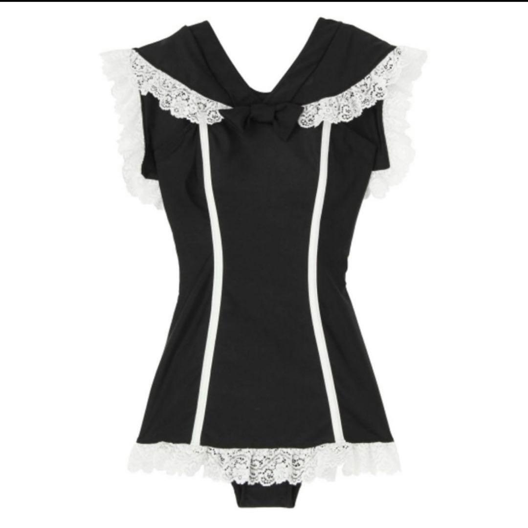 PAMEO POSE 『新品』黒 セーラー襟 レース付き タンクスーツ 水着