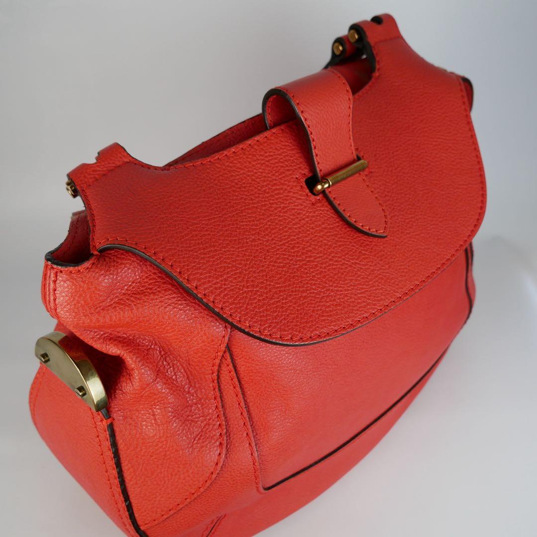 美品✨Chloé クロエ レザー ショルダーバッグ レンガ色 シボ革　正規品