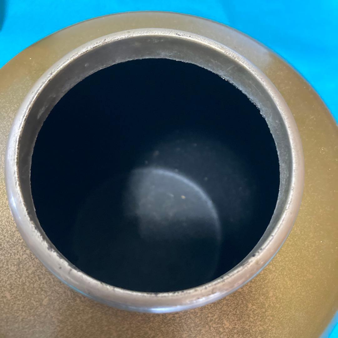 四君子模様　黄銅花瓶　箱あり