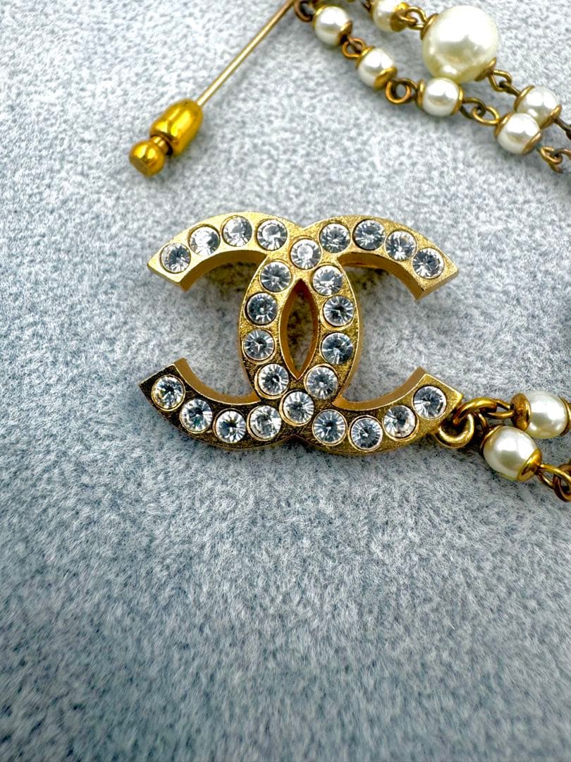 CHANEL シャネル チェーンブローチ ココマーク パール 01/P/GLD