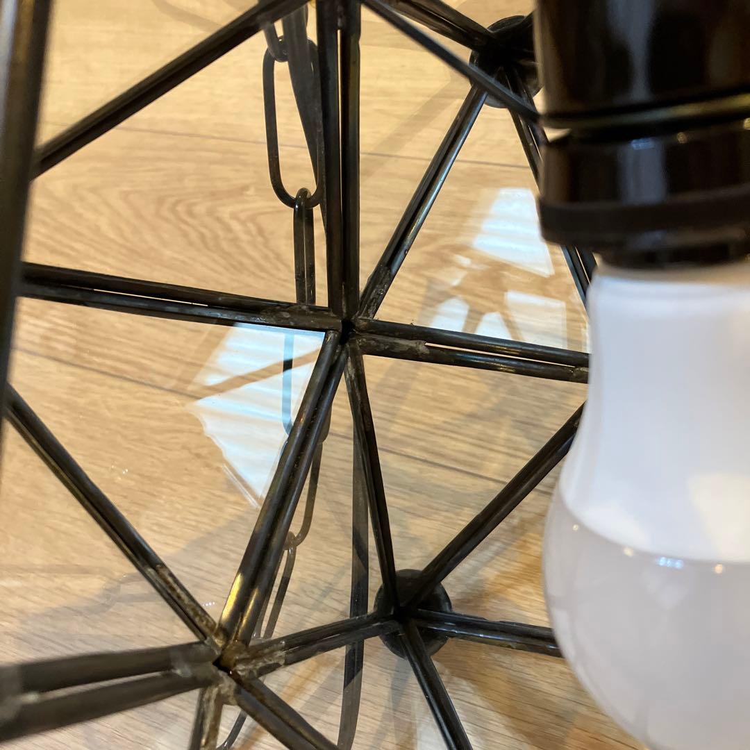 激レア　美品　ガラスシーリングライト　スター　星　ステンドグラス　e26 レトロ