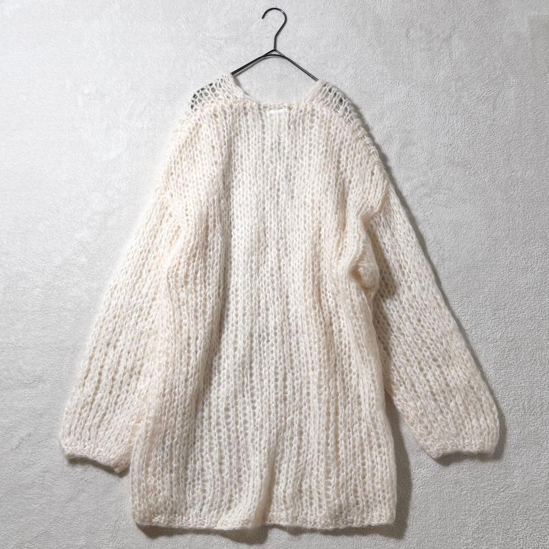 ウィムガゼット　モヘヤニットカーディガン　ローゲージ　ウール　ロング　白