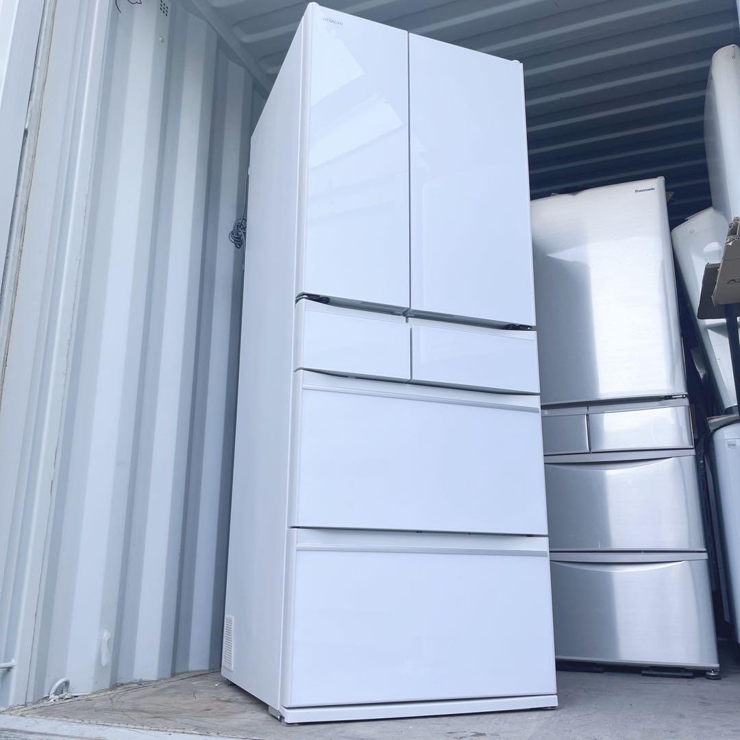 取付無料！日立まるごとチルド・自動製氷搭載！おしゃれホワイト6ドア冷蔵庫！洗濯機