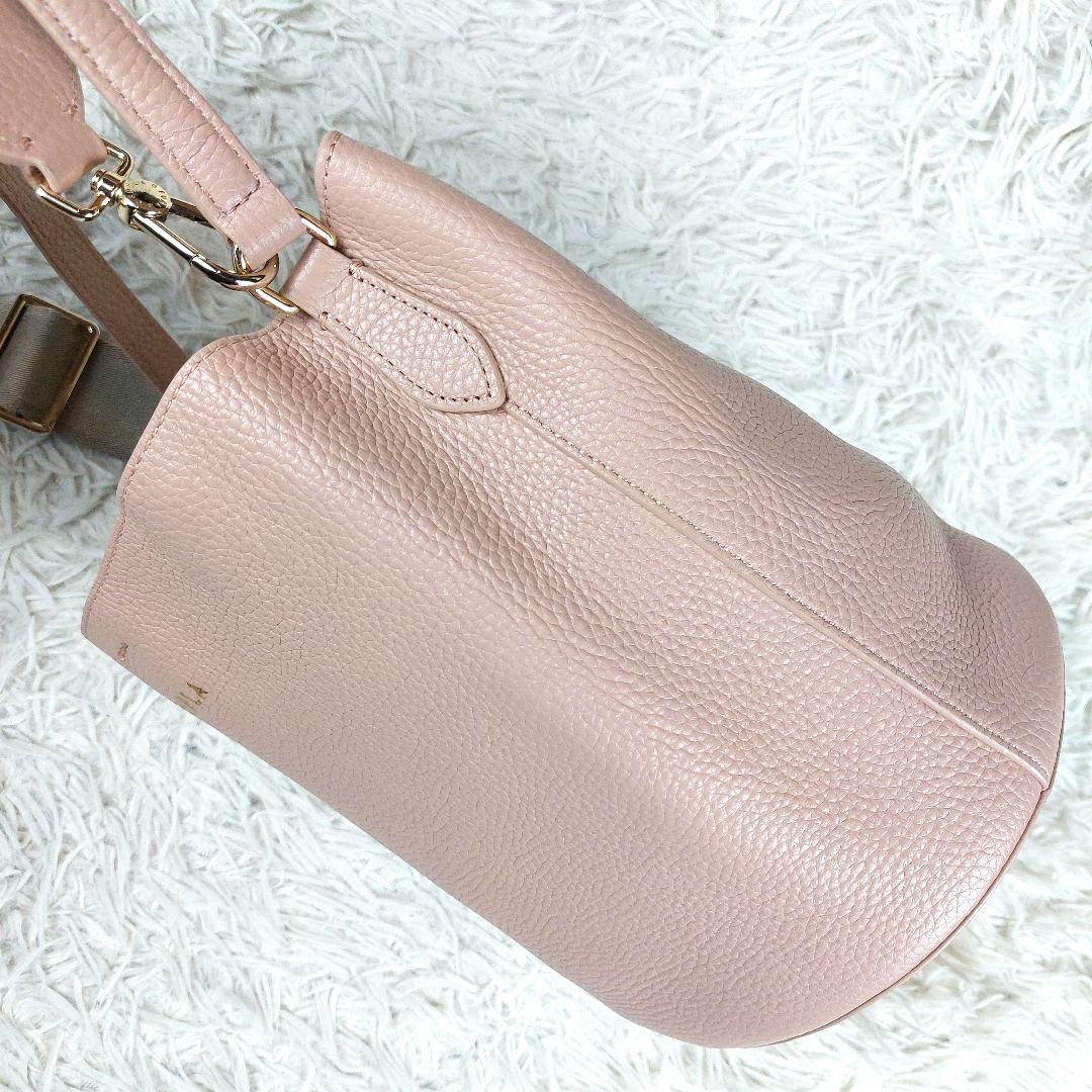 未使用級 FURLA ダナエ 現行ロゴ シボ革 2wayレザーショルダーバッグ