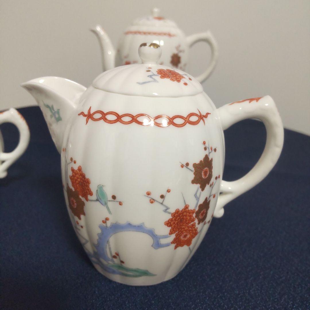 高級 深川製磁 酒井田柿右衛門写 色絵 カップ＆ソーサー ポット 食器セット