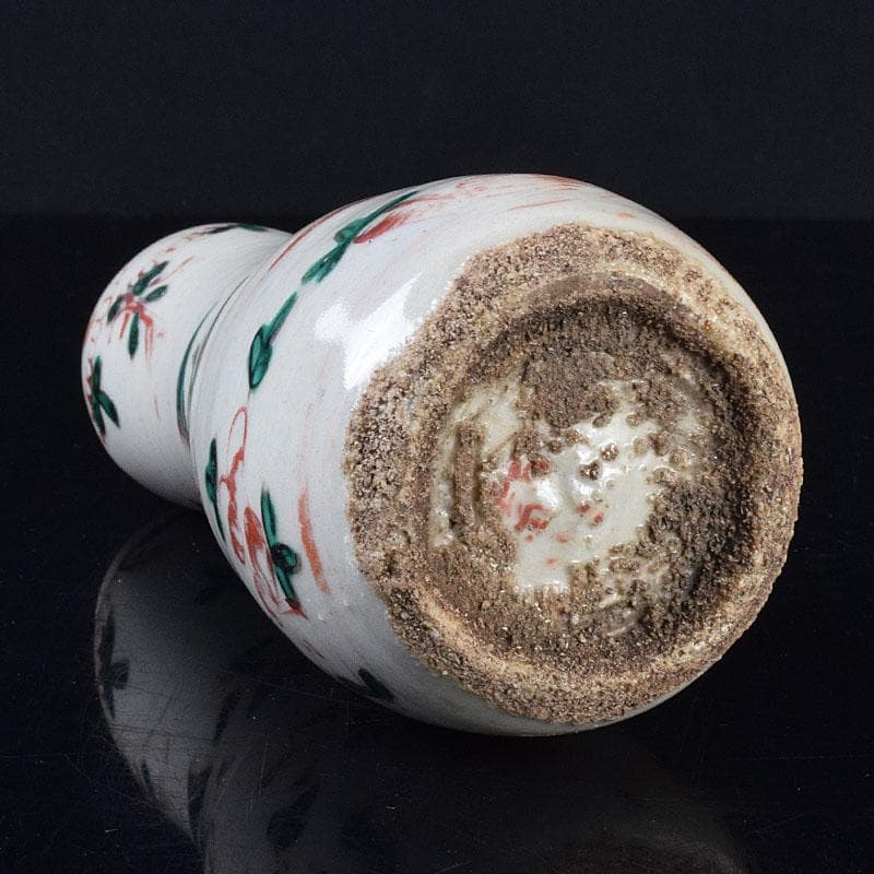 九谷焼　古九谷　赤絵花鳥文　花生　杓立　V　R9178