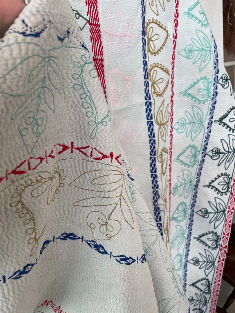 ※限定saleꕥ未使用ꕥヴィンテージラリーキルト 花刺繍カンタキルトマルチカバー