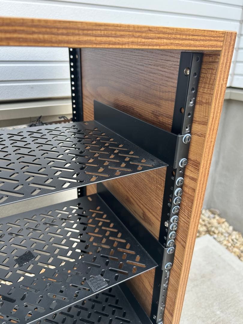 木目調 × スチール製 オーディオラック／AV機器ラック／ラック　キャスター付②