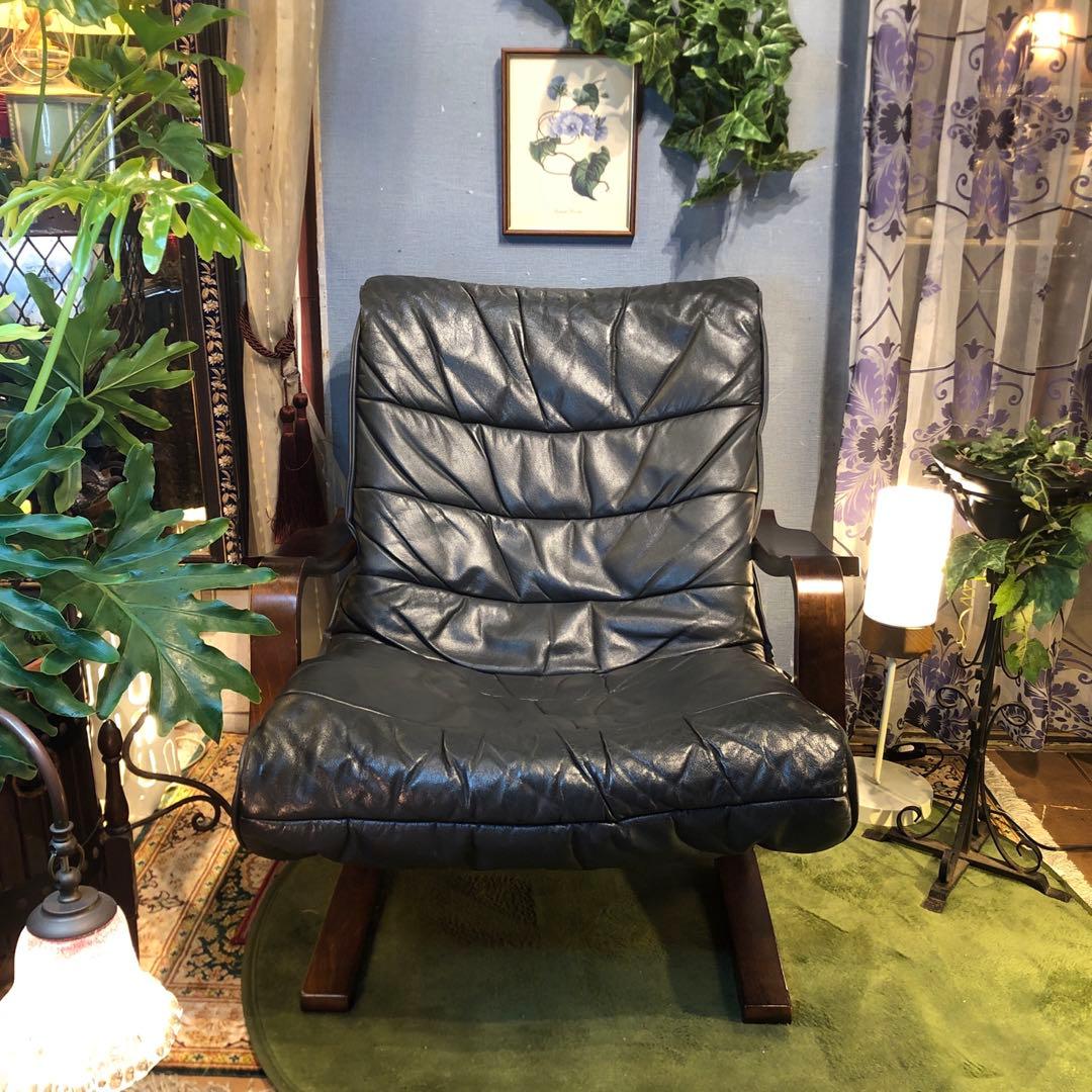 Sale ヴィンテージ 富士ファニチャー　本革　曲げ木ソファ